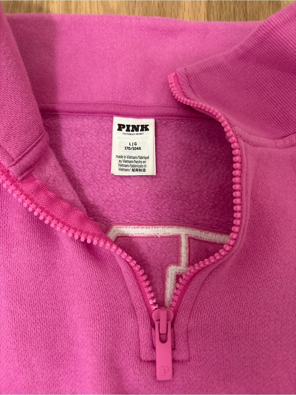 PINK Victoria's Secret Hot Pink Quarter-Zip Pullover - Picture 3 of 4
